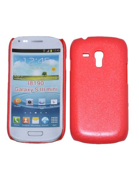 CUSTODIA BACK RIGIDA per SAMSUNG I8190 GALAXY S3 MINI COLORE ROSA PLASTIFICATO EFFETTO PELLE