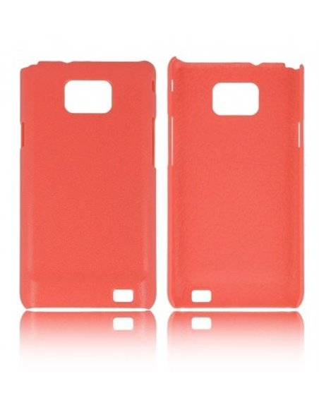 CUSTODIA BACK RIGIDA per SAMSUNG I9100 GALAXY S2, I9105 GALAXY S2 PLUS COLORE ROSA PLASTIFICATO EFFETTO PELLE