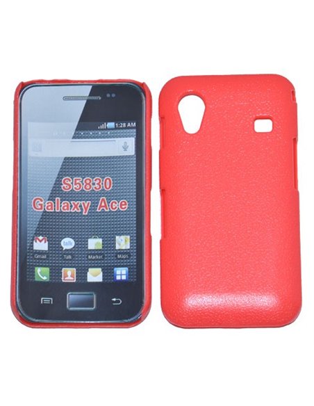 CUSTODIA BACK RIGIDA per SAMSUNG S5830 GALAXY ACE COLORE ROSA PLASTIFICATO EFFETTO PELLE