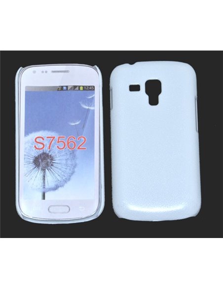 CUSTODIA BACK RIGIDA per SAMSUNG S7562 GALAXY S DUOS, S7560 GALAXY TREND, S7580 COLORE BIANCO PLASTIFICATO EFFETTO PELLE