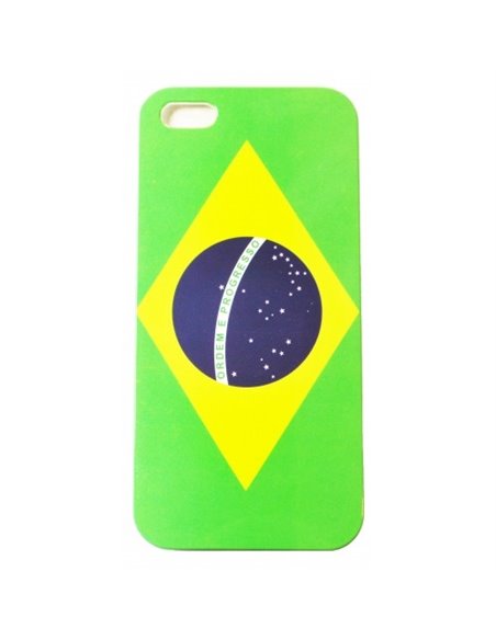 CUSTODIA per APPLE IPHONE SE, IPHONE 5S, IPHONE 5 - BACK RIGIDA FANTASIA BANDIERA BRASILE