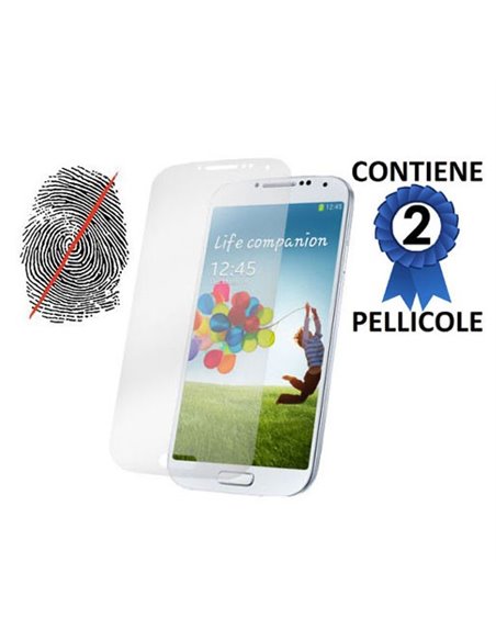 PELLICOLA PROTEGGI DISPLAY ANTI IMPRONTA SAMSUNG I9500 GALAXY S4, I9505, I9502 CONFEZIONE 2 PEZZI