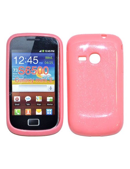 CUSTODIA GEL TPU SILICONE LUCIDA per SAMSUNG S6500 GALAXY MINI 2 COLORE ROSA BRILLANTINATO