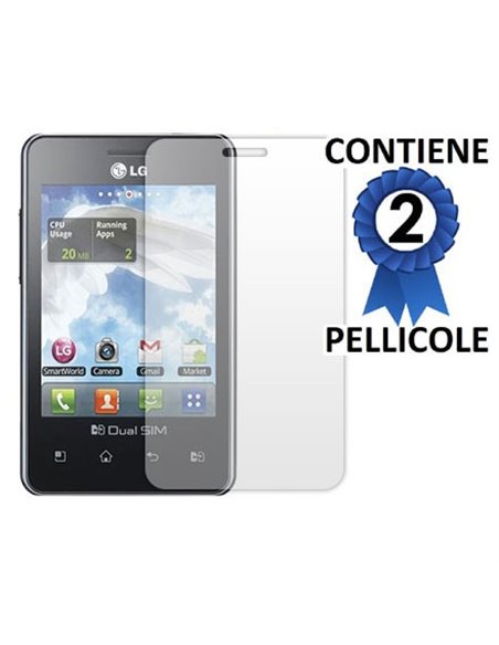 PELLICOLA PROTEGGI DISPLAY LG E405 OPTIMUS L3 DUAL CONFEZIONE 2 PEZZI