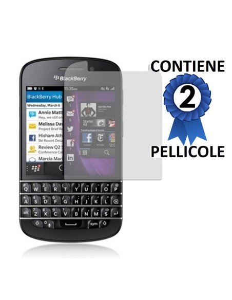 PELLICOLA PROTEGGI DISPLAY BLACKBERRY Q10 CONFEZIONE 2 PEZZI