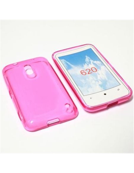 CUSTODIA GEL TPU SILICONE per NOKIA LUMIA 620 COLORE ROSA