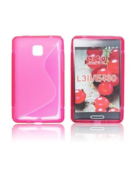 CUSTODIA GEL TPU SILICONE DOUBLE per LG OPTIMUS L3 II, E430 COLORE ROSA