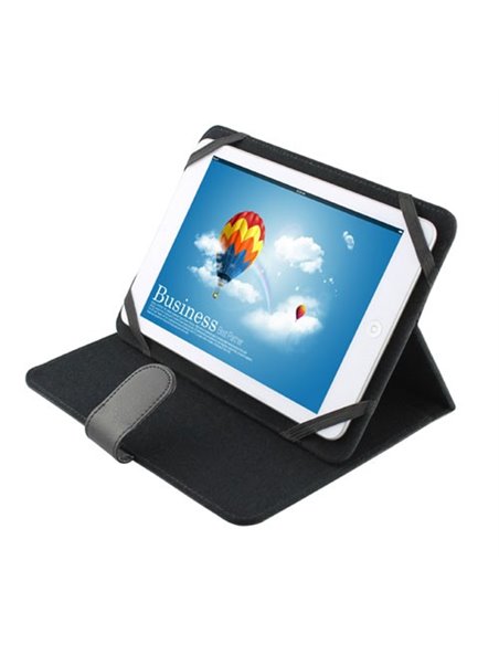 CUSTODIA PELLE UNIVERSALE CON ELESTICO per TABLET FINO A 6' POLLICI COLORE NERO