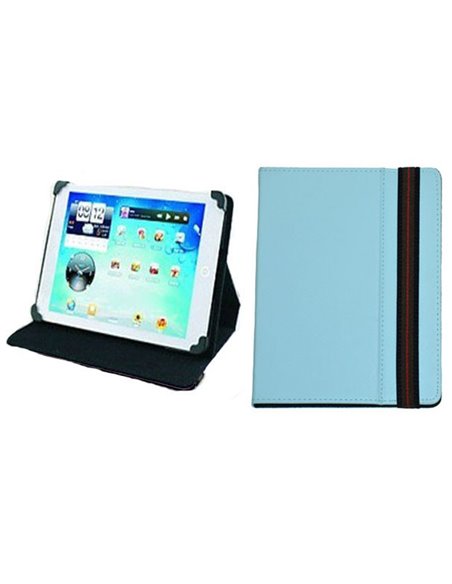 CUSTODIA PELLE UNIVERSALE CON STRAP per TABLET FINO A 7' POLLICI COLORE AZZURRO