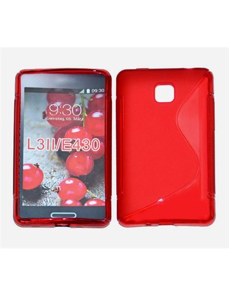 CUSTODIA GEL TPU SILICONE DOUBLE per LG OPTIMUS L3 II, E430 COLORE ROSSO