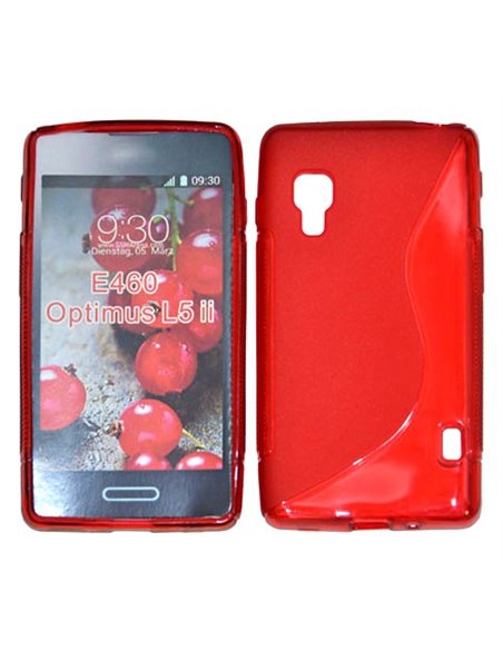 CUSTODIA GEL TPU SILICONE DOUBLE per LG OPTIMUS L5 II, E460 COLORE ROSSO