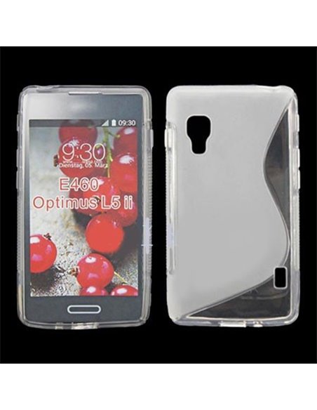 CUSTODIA GEL TPU SILICONE DOUBLE per LG OPTIMUS L5 II, E460 COLORE BIANCO - TRASPARENTE