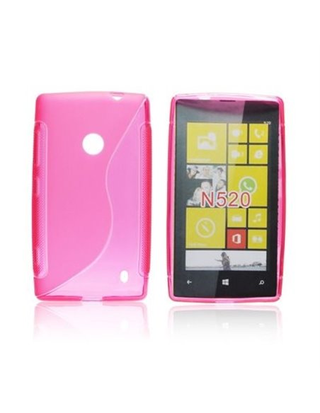 CUSTODIA GEL TPU SILICONE DOUBLE per NOKIA LUMIA 520, LUMIA 525 COLORE ROSA