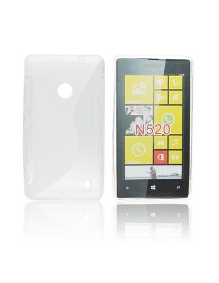 CUSTODIA GEL TPU SILICONE DOUBLE per NOKIA LUMIA 520, LUMIA 525 COLORE BIANCO-TRASPARENTE