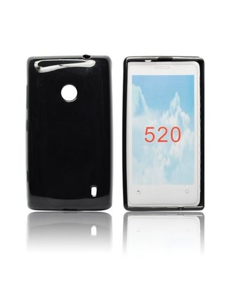 CUSTODIA GEL TPU SILICONE LUCIDA per NOKIA LUMIA 520, LUMIA 525 COLORE NERO