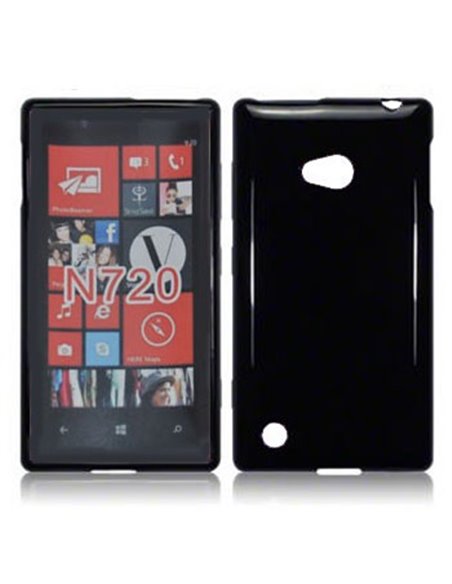 CUSTODIA GEL TPU SILICONE LUCIDA per NOKIA LUMIA 720 COLORE NERO