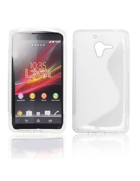 CUSTODIA GEL TPU SILICONE DOUBLE per SONY XPERIA ZL LTE, C6503, C6502, C6506, HSPA+, L35H COLORE BIANCO TRASPARENTE