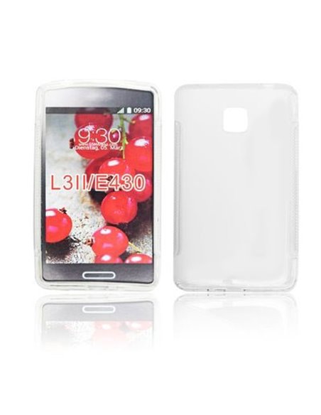 CUSTODIA GEL TPU SILICONE per LG OPTIMUS L3 II, E430 COLORE BIANCO TRASPARENTE