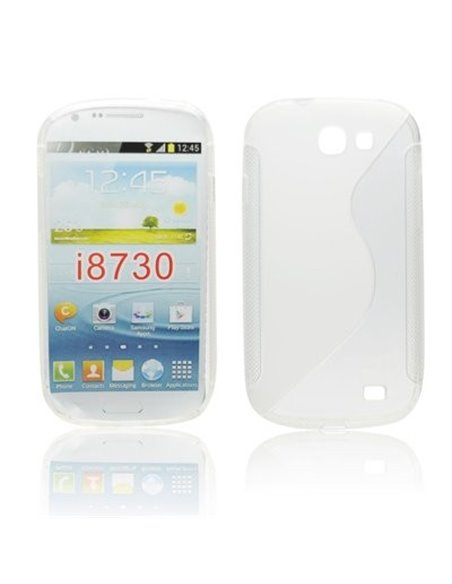 CUSTODIA GEL TPU SILICONE DOUBLE per SAMSUNG I8730 GALAXY EXPRESS COLORE BIANCO-TRASPARENTE