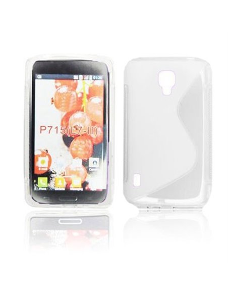 CUSTODIA GEL TPU SILICONE DOUBLE per LG OPTIMUS L7 II DUAL, P715 COLORE BIANCO-TRASPARENTE