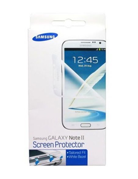 PELLICOLA PROTEGGI DISPLAY ORIGINALE SAMSUNG ETC-G1J9WEGSTD per N7100 GALAXY NOTE2, N7105 CONFEZIONE 2 PZ BIANCO BLISTER