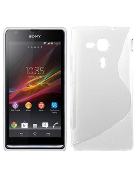 CUSTODIA GEL TPU SILICONE DOUBLE per SONY XPERIA SP HSPA C5302, LTE C5306, LTE C5303, M35H COLORE BIANCO-TRASPARENTE