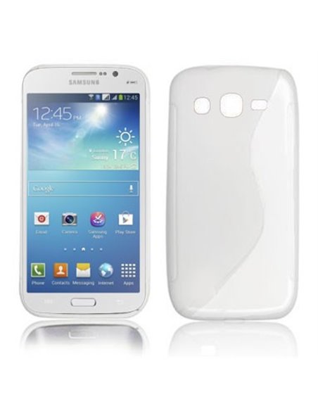 CUSTODIA GEL TPU SILICONE DOUBLE per SAMSUNG I9150 GALAXY MEGA 5.8, I9152 COLORE BIANCO-TRASPARENTE