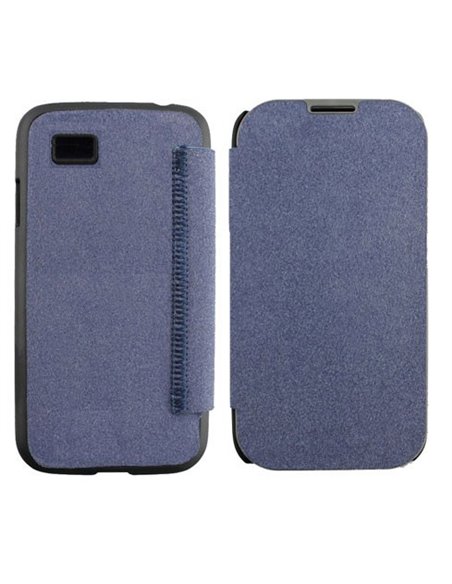 CUSTODIA FLIP BOOK TESSUTO CON TASCA PORTA CARTE per BLACKBERRY Z10 COLORE BLU