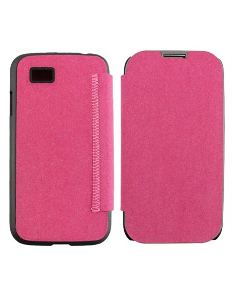 CUSTODIA FLIP BOOK TESSUTO CON TASCA PORTA CARTE per BLACKBERRY Z10 COLORE ROSA