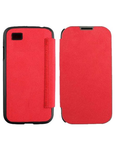 CUSTODIA FLIP BOOK TESSUTO CON TASCA PORTA CARTE per BLACKBERRY Z10 COLORE ROSSO