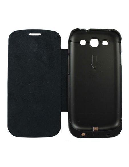 BATTERIA ESTERNA CON STAND E FLIP COVER INTEGRATA per SAMSUNG I9300 GALAXY S3, I9300i GALAXY NEO 3200 mAh COLORE NERO
