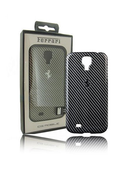 CUSTODIA CARBONIO RIGIDA FERRARI FEFCHCS4BL per SAMSUNG I9500 GALAXY S4, I9505, I9502 CON LOGO METALLICO BLISTER