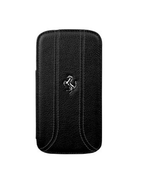 CUSTODIA BOOK FLIP VERA PELLE FERRARI FEFFFLBKS4BL per SAMSUNG I9500 GALAXY S4, I9505, I9502 COLORE NERO