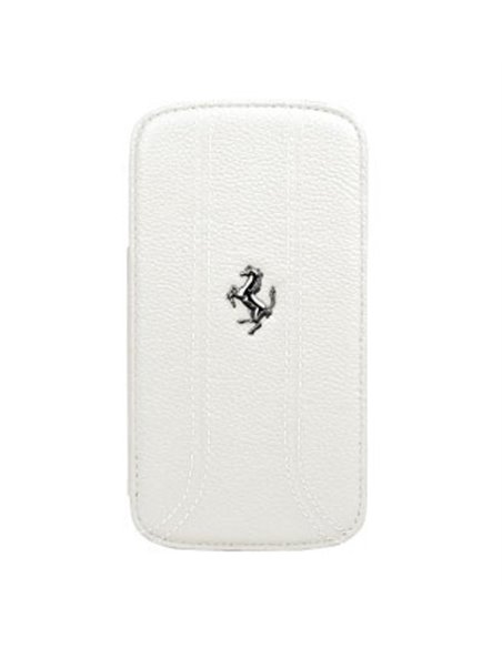 CUSTODIA BOOK FLIP VERA PELLE FERRARI FEFFFLBKS4FW per SAMSUNG I9500 GALAXY S4, I9505, I9502 COLORE BIANCO