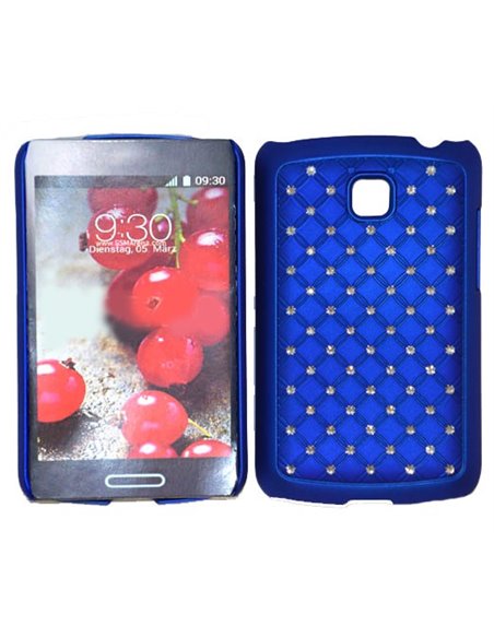 CUSTODIA RIGIDA CON BRILLANTINI per LG OPTIMUS L3 II DUAL, E435 COLORE BLU