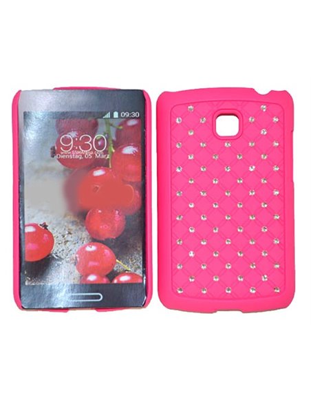 CUSTODIA RIGIDA CON BRILLANTINI per LG OPTIMUS L3 II DUAL, E435 COLORE ROSA