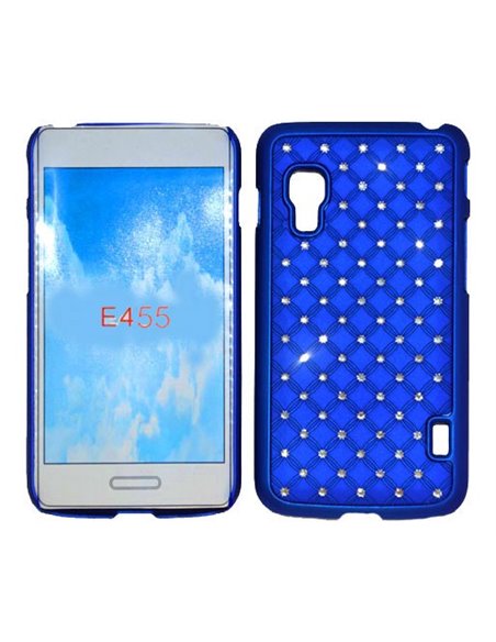 CUSTODIA RIGIDA CON BRILLANTINI per LG OPTIMUS L5 II DUAL, E455 COLORE BLU