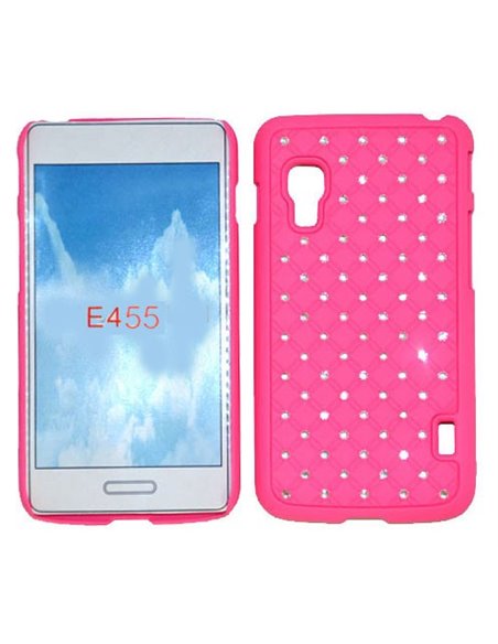 CUSTODIA RIGIDA CON BRILLANTINI per LG OPTIMUS L5 II DUAL, E455 COLORE ROSA