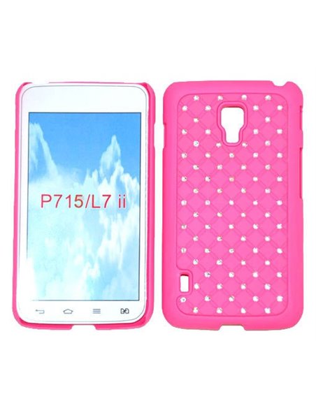 CUSTODIA RIGIDA CON BRILLANTINI per LG OPTIMUS L7 II DUAL, P715 COLORE ROSA