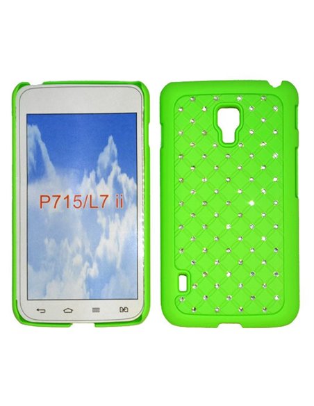 CUSTODIA RIGIDA CON BRILLANTINI per LG OPTIMUS L7 II DUAL, P715 COLORE VERDE