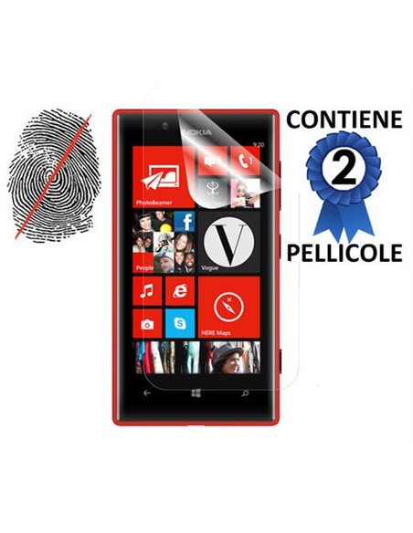 PELLICOLA PROTEGGI DISPLAY ANTI IMPRONTA NOKIA LUMIA 720 CONFEZIONE 2 PEZZI