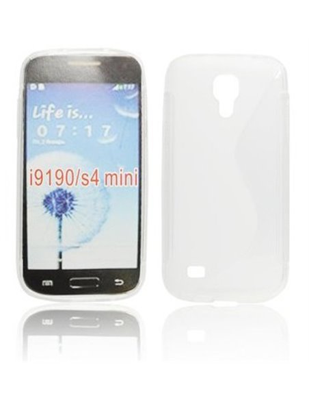 CUSTODIA GEL TPU SILICONE DOUBLE per SAMSUNG I9190 GALAXY S4 MINI, I9192, I9195 COLORE BIANCO - TRASPARENTE