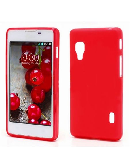 CUSTODIA GEL TPU SILICONE LUCIDA per LG OPTIMUS L5 II DUAL, E455 COLORE ROSSO