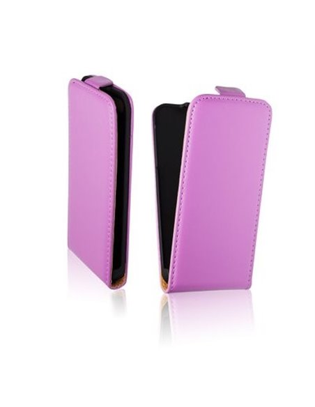 CUSTODIA VERTICALE SLIM FLIP PELLE per SAMSUNG I9190 GALAXY S4 MINI, I9192, I9195 COLORE VIOLA