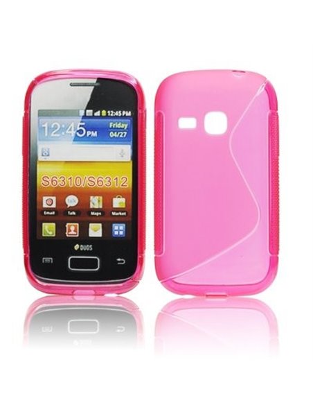 CUSTODIA GEL TPU SILICONE DOUBLE per SAMSUNG S6310 GALAXY YOUNG, S6312 GALAXY YOUNG DUOS COLORE ROSA