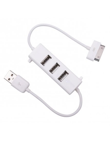 CAVO USB 30 PIN con HUB 3 PORTE USB 2.0 PER DISPOSITIVI APPLE - LUNGHEZZA 0,3 MT COLORE BIANCO