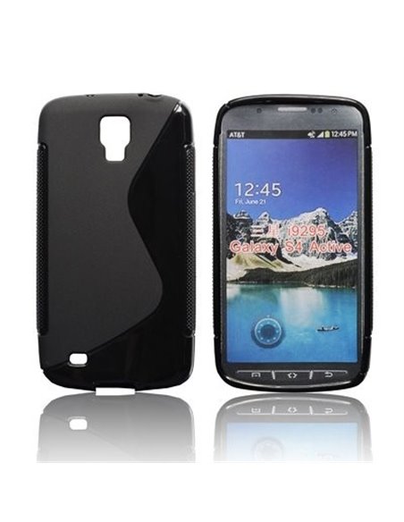 CUSTODIA GEL TPU SILICONE DOUBLE per SAMSUNG I9295 GALAXY S4 ACTIVE COLORE NERO