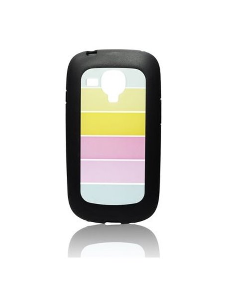 CUSTODIA RIGIDA per SAMSUNG I8190 GALAXY S3 MINI, I8200 GALAXY S3 MINI VE COLORE NERO CON FANTASIA ARCOBALENO