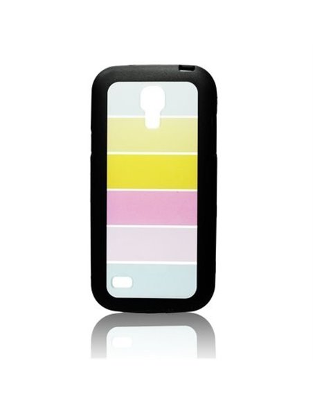 CUSTODIA RIGIDA per SAMSUNG I9190 GALAXY S4 MINI, I9192, I9195 COLORE NERO CON FANTASIA ARCOBALENO