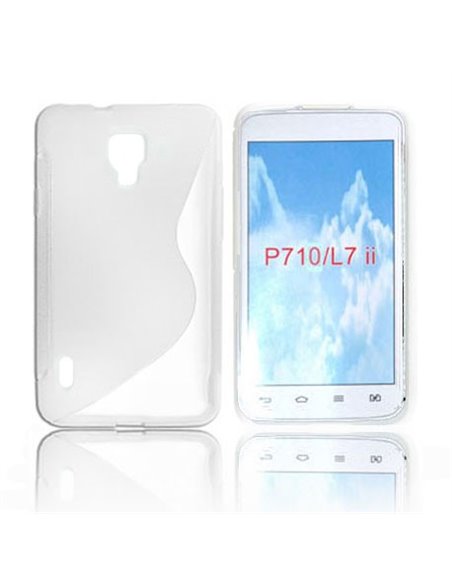 CUSTODIA GEL TPU SILICONE DOUBLE per LG L7 II, P710 COLORE BIANCO - TRASPARENTE